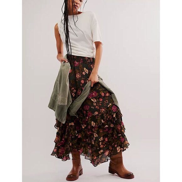 FREE PEOPLE Lolita Maxi Skirt / Wash Black Combo - Picture 7 of 9